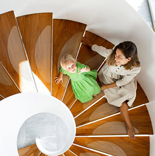 cocofy Stufenmatten Sticker klein innen transparent 16x Kleinformat (55x15 cm) für Wendeltreppen, Raumspartreppen Antirutsch Aufkleber