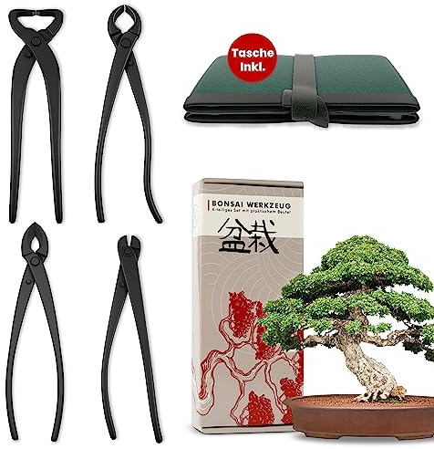 Juego de 4 herramientas profesionales para bonsái, de acero, con práctica bolsa de almacenamiento, herramienta tradicional para bonsái, ideal para alambres, ramas, brotes y raíces
