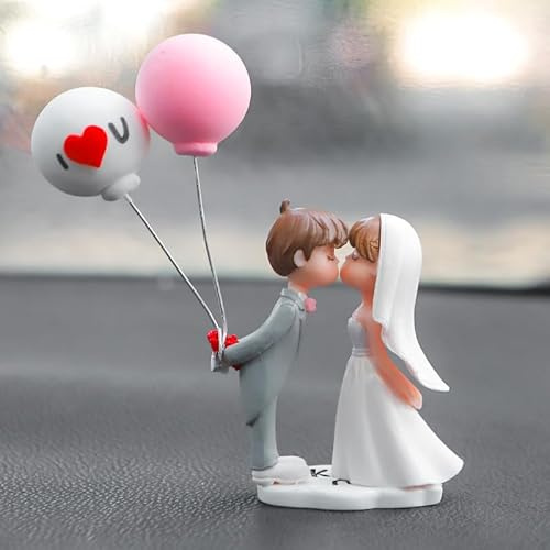 Niedliches Auto Armaturenbrett Ornament, Süße Cartoon-Paare Action-Figur Ballon-Ornament Figuren Paar Puppen mit Ballon Auto Innenraum Deko Figuren Auto-Armaturenbrett-Dekorationen Büro Zimmerdeko