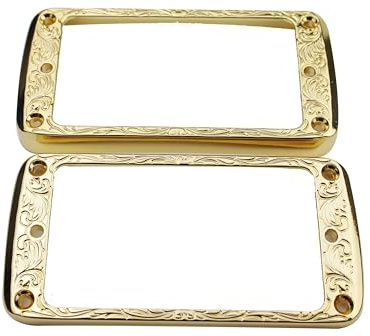 Guyker Humbucker-Tonabnehmer-Montagering-Set aus Metall mit gebogener Unterseite, Steg- und Hals-Tonabnehmer, Ersatzrahmen, kompatibel mit Les Paul LP Style E-Gitarre (2 Stück, goldfarben)