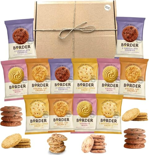 Border Biscuits Big Box Luxury British Hamper bundle 12 Twin packs (24 Single) Individually wrapped 4 Varieties Viennese Chocolate Golden Oat & Butterscotch perfect gifting for all occasions