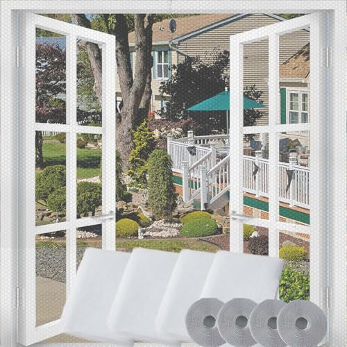 Bokaiya Moustiquaire Fenêtre, Moustiquaire Transparente Universelle pour Fenêtre, Filet Anti-Moustiques Adhésif, DIY Moustiquaire, Bricolage, Taille Maximale de la Fenêtre 130x150cm(Lot de 4, Blanc)