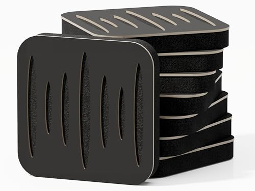 Lot de 8 mini panneaux acoustiques | Absorption et diffusion du son | 23 x 23 cm | Réduction du bruit, Contrôle de la réflexion, Insonorisation | Plaques perforées | (Noir, COLUMBIA)
