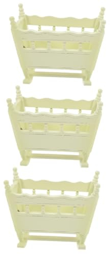 Toyvian 3st Babywiege Spielzeug Miniatur-puppenkrippe Puppenhausmöbel Miniaturbettmodell Mini-hausbett Hölzerne Mini-verzierung Puppenbett Aus Holz Miniatur-puppenbett Birke
