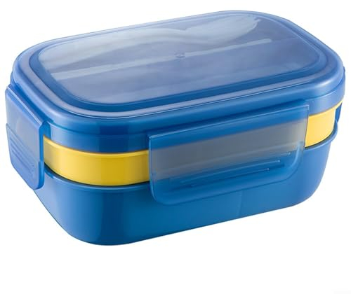 Ensaladera portátil para alimentos, capacidad de 1900 ml, lonchera de 3 capas para campamento (azul)
