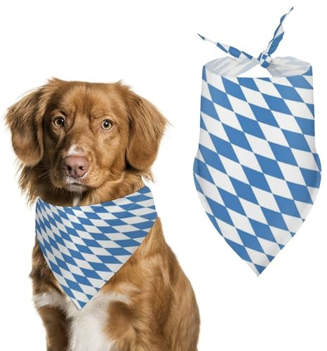Hundehalstuch, Motiv: Bayerische Flagge, verstellbares Halstuch für kleine bis große Haustiere, stilvolles und bequemes Zubehör für Hunde und Katzen