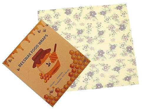 KOMBIUDA Bienenwachsfolie Haushalts 3-teilig Frischhalte Schüsselabdeckung Lebensmittelverpackung Wiederverwendbar Naturmaterial