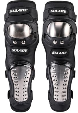 Lot de 2 protège-coudes, genouillères et tibias pour moto et motocross pour adultes en acier allié (genoux), taille M