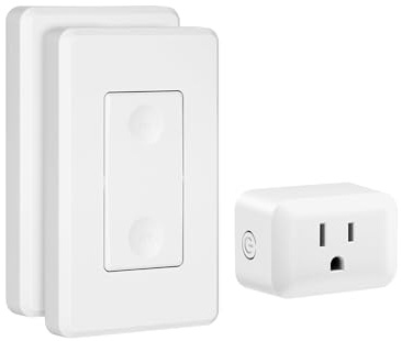 DEWENWILS Wireless Remote Wall Switch and Outlet, No Wiring, On Off Power Plug, Expandable Remote Control Outlet Light Switch for Lamps, Fans, Household Appliance, 100Ft RF Range