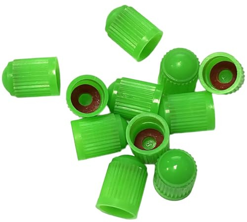11pcs Tyre Valve Caps Plastic Dust Caps Universal Car Tire Stem Dust Covers with O Seal Ring for SUV, Motorbike, Trucks, Bike, Bicycle (Green)