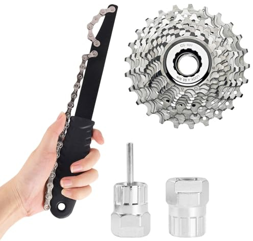 3 Pezzi Attrezzo per Smontare Pacco Pignoni, Kit Attrezzi Bici, Chiave a Frusta con Bici Chiave Pacco Pignoni, Kit Catena Bici Frusta per Catena Freewheel Removal Tool