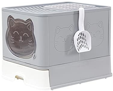 LHJDMHJ Grande lettiera per Gatti, Pulizia, sabbiera Chiusa, Vassoio per Gatti, Toilette per Gatti Completamente Chiusa, sabbiera, Vassoio per Gattini, Articoli per Animali Domestici, lettiera per