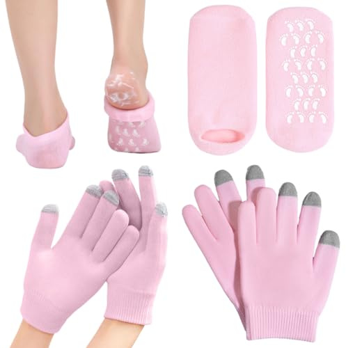 Chaussettes en Gel de Silicone, Chaussettes Hydratantes Gants Hydratants Set, Masque Pieds Peeling Exfoliant, Chaussettes de Pédicure Spa, pour Soin Des Pieds Secs Et Abimés Peeling Pied