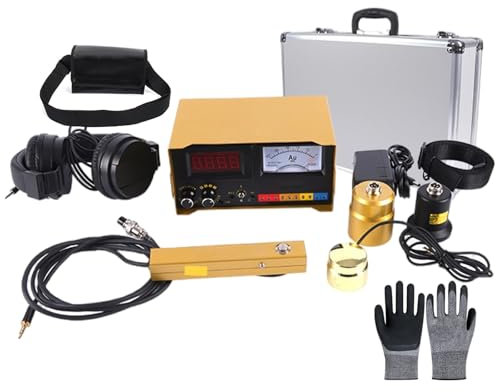 pedenencelia Detector Fugas Agua Subterránea,Detector Fugas Agua,4 Velocidades Opcionales,200 Hz-3000 Hz,Pantalla Digital Led,con Auriculares Y Caja De Herramientas,Un Par Guantes