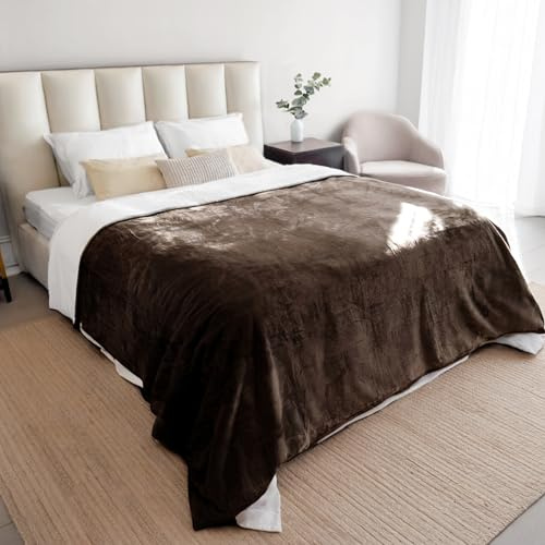 Dreamzie - Vattentät hundtäcke 152x203 cm - Vändbar vattentät filt - För hundsäng och soffa i Sherpa Fleece - Tvättbar - Brun | Skydd för soffa, säng, bil · 2 i 1 vändbar · tvättbar, fluffig, sherpa, bekväm, för stora husdjur