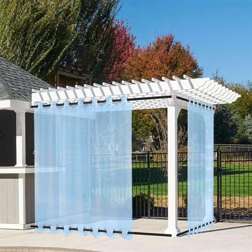 Wasserdichte, durchsichtige Outdoor-Vorhänge für Terrasse, Lichtfilterung, Sichtschutz-Trennwand für Veranda, Pavillon und Deck, 2 Paneele, 304,8 x 243,8 cm, Grau