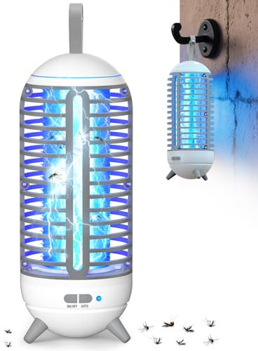 Dnenellr LED 2-in-1 UV Electric Fly Zapper 1400V High-Voltage Insect Killer 360° Silent Mosquito Control Lamp USB Rechargeable for Indoor Outdoor Kitchen Bedroom Patio