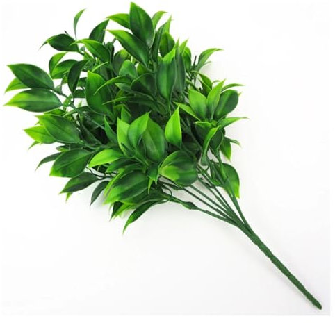 TUKRPQMRI 7 branches de fausse herbe d'eucalyptus vert plantes artificielles for jardin buissons feuilles orange fausse plante for la décoration de la maison/412
