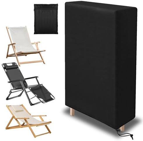 VORHOT Copertura Sedie Esterno Pieghevoli, Tessuto Oxford 420D, Impermeabile, Resistente ai Raggi UV, Antivento, 100x70x34 cm