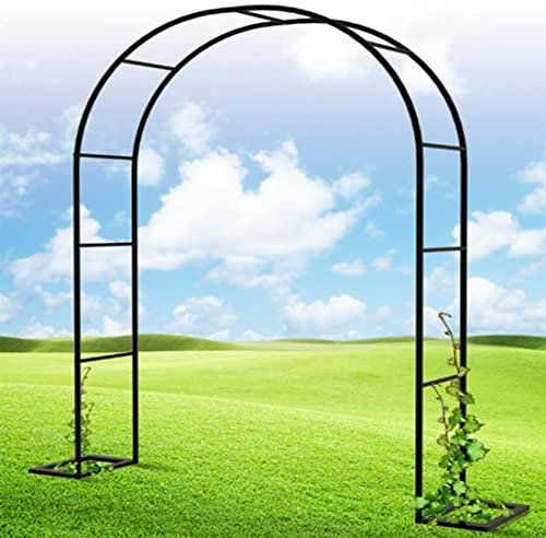 Arco de jardín de Metal con Base Robusta, Color Negro, Ideal para Bodas, jardín, césped, Patio y terraza, Ideal para Plantas trepadoras, Rosas y Enredaderas, 280 x 220 cm (Negro 240 x 220 cm)