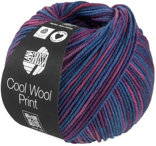 LANA GROSSA Cool Wool Print | Extrafeine Merinowolle waschmaschinenfest und filzfrei | Handstrickgarn aus 100% Schurwolle (Merino extrafein) | 50g Wolle zum Stricken & Häkeln | 160m Garn FB 837