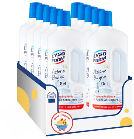 Gel detergente bagno igienizzante 750 ml – Rimuove calcare e batteri – Variazioni 4/8/12 Pezzi (12)