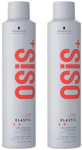 Schwarzkopf Professional OSiS - Laca elástica para el cabello superponible, acabado liso, antihumedad, protección térmica, fijación normal, 300 ml, lote de 2
