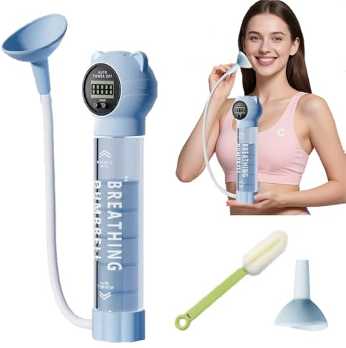 miyonsin Tragbarer Multifunktions-Atemtrainer, 2-in-1 Atemtechnik Trainer, 5 Intensitätsstufen Atemtrainer für Fitness & Atemleistung (Blau Tiger, Pro)