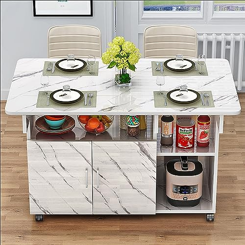 Tavolo da pranzo pieghevole mobile con armadio e ripiano aperto, design salvaspazio su 6 ruote, ideale per lavoro, studio e sala da pranzo (colore: C Dimensioni: 80 cm)