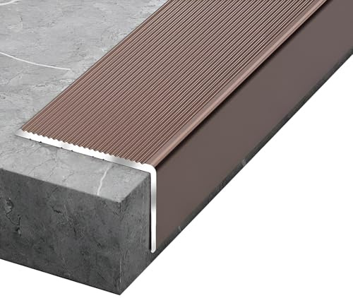 80 × 50 mm, Nez de Marche Escalier Aluminium, Nez De Marche Profilé D'escalier, Marches Antidérapantes for Nez de Marche. Le Bord de L'escalier Extérieur Intérieur(Brown)