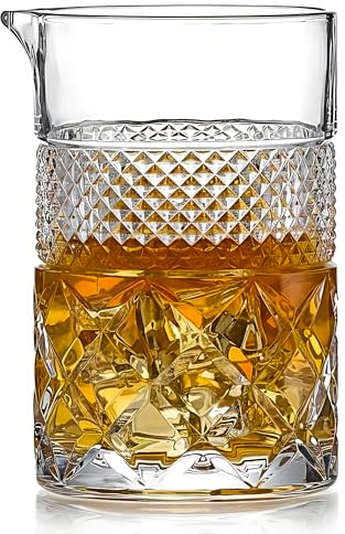 vskikris Cocktail Mixing Glass, 21 oz, Lead-Free Crystal, Heavy Base for Martini, Manhattan