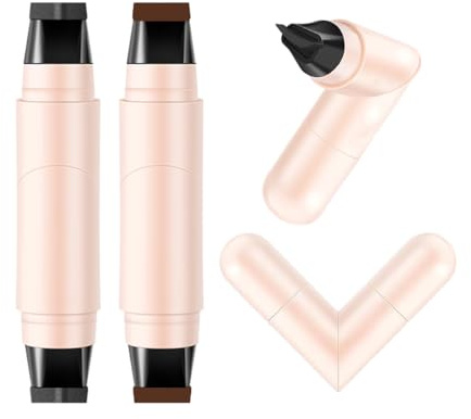 Sitovely 2PCS Crayon Eyeliner Gel, Winged Liquid Eyeliner Stamp, Crayon Eye liner Noir Double Embout Pliable, Pochoirs œil de chat Maquillage Tatouage pour les Yeux(C, M)