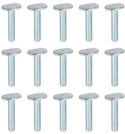 QUARKZMAN 30 Stück Hammerkopfschrauben 1/4-20 T Schrauben 1-1/4 Zoll Länge Drop-In Schiebe-T-Nutbolzen Zubehör Für Holzwerkarbeiten Und Vorrichtungen Silber