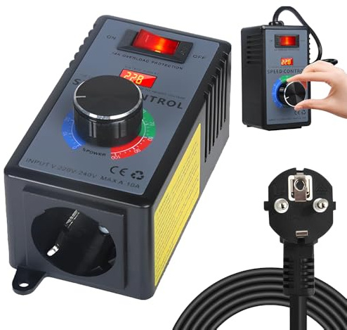 Drehzahlregler 230v Motor, HOVCEH Spannungsregler 230V Spitzenleistung 4000w, Leistungsregler Frequenzumrichter für Winkelschleifer, Bläser, Handbohrer, Kreissägen, Dimmer