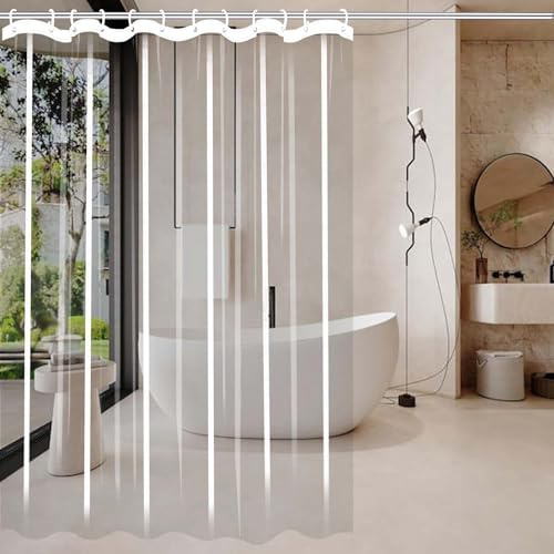 LIUYANYAN Tenda da Doccia 110 x 180 cm in Peva, Impermeabile e Antimuffa, con Ganci Tenda per Doccia in Plastica Peva per Dormitorio, Famiglia, Hotel, Colore trasparente