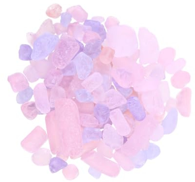 CHICAMPERA Galets de Cristal Naturels Décoratifs pour Aquarium, Gravier Roulé Rose Violet 500 G, Pierres de Cristal Polies pour Eau Douce et Salée, Décoration Aquarium et Pot de Fleurs