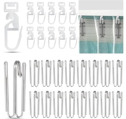 Fizdoqg Set di 80 ganci per tende a 4 denti in acciaio inox, 40 ganci pieghevoli per tende, 40 ganci per tende, ganci per tende, accessori decorativi (5,8-7 mm)