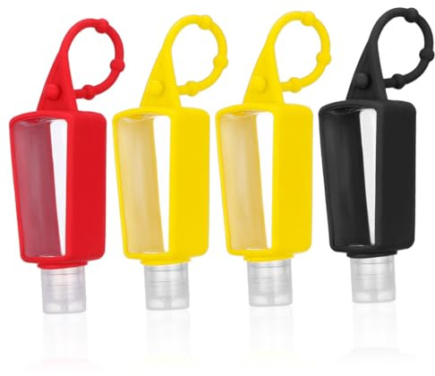 Veemoon 4 Pezzi Bottiglie da Viaggio in Plastica Manicotto in Silicone, Set da 30 Ml, Contenitori per Liquidi Portatili di Perdite, per Cosmetici e Prodotti la Cura Colore Casuale