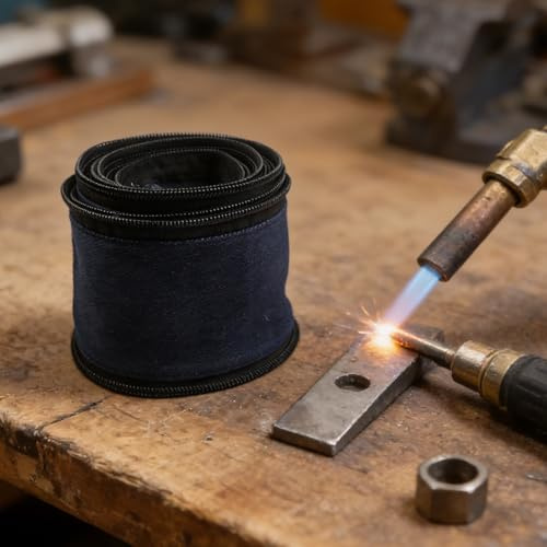 Guaina per torcia di saldatura, resistente al calore, per TIG MIG Plasma, copertura protettiva con cerniera, in tessuto industriale, per tubi flessibili, blu, diverse lunghezze (4 m)