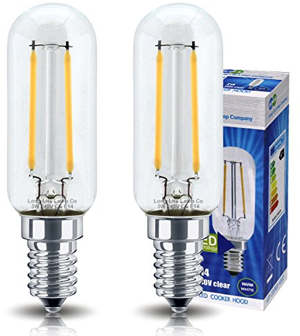 2 x 3w LED Cooker Hood Light Bulb E14 Small Edison Screw 35w Equivalent Warm White Long Life Tubular Appliance Lamp
