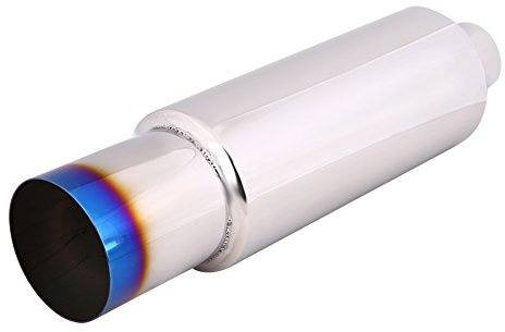 Qiilu Auto Auspuffrohr, 2,5 inch Einlass 4 inch Brennen Spitze N1 Stil Edelstahl Schalldämpfer Auto Hinten Auspuffrohr