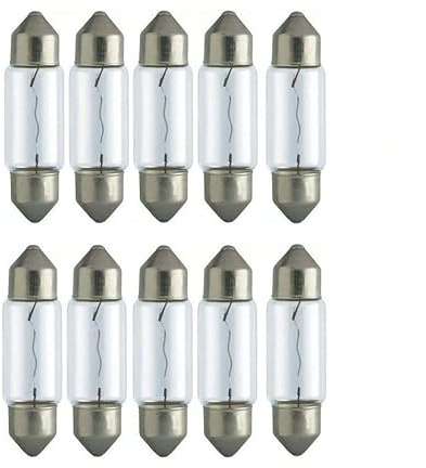 INION 10x Stück – C5W - 37mm - SV85-12V - 5W - KFZ Beleuchtung - LONGLIFE - Glühlampe Glassockellampe Glühbirne Soffitte Autolampen WERKSTATTWARE