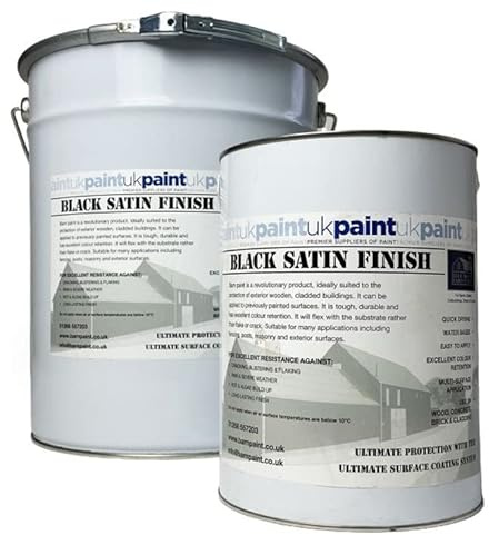 UK PAINT - Acrylic Barn Paint - 5L - Black Satin Finish