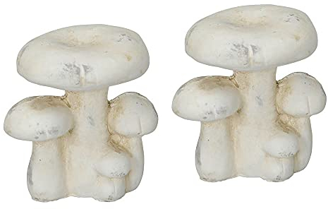 finehomegarden Pilzgruppe 2erSet Zement Creme H10cm Garten Herbst Pilz Herbstdeko Skulptur Deko