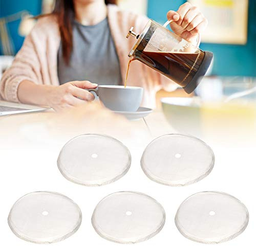 Lot de 5 Filtres de Rechange pour Cafetière à Piston en Acier Inoxydable, Filtre à Mailles Réutilisables en Acier Inoxydable pour Cafetière à Piston de 600 Ml