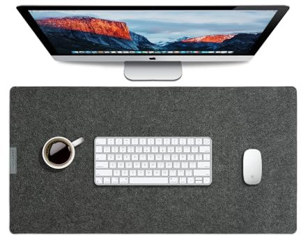 Filz-Schreibtischunterlage, großes Schreibtisch-Mauspad, 80 x 40 cm, rutschfeste Schreibtischunterlage für Tastatur, Maus, Laptop, Schreibtisch-Schutzmatte für Büro, Arbeit, Gaming, Grau