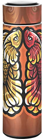 KAAVIYO Fisch Koi Rotes Schild Wasserflasche Wasserkanne Edelstahl Isolierte Isolierflasche Auslaufsicher