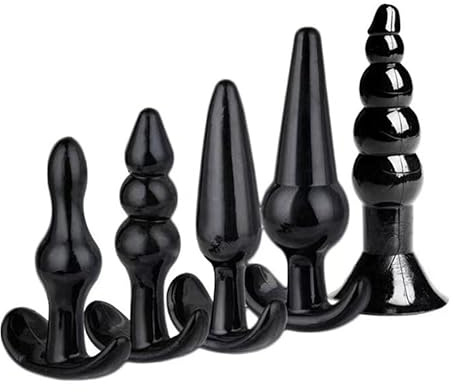 Plug anale Vibratore Plug anale Combinazione Butt Plug Set Vibrante perline anali Kit Massaggiatore prostatico Giocattoli sessuali Stimolatore ano (nero 5 pezzi)