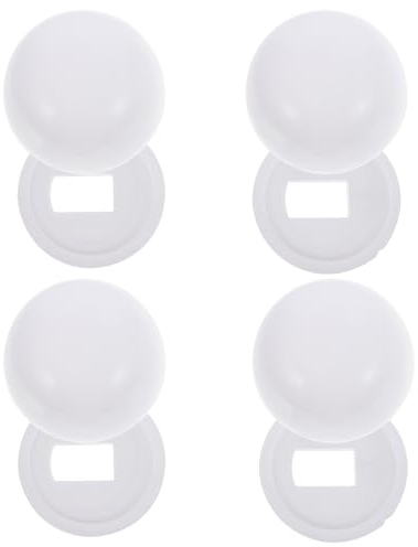 Housoutil Toilet Seat Screw Covers, 4 Pair White Toilet Bowl Caps, Plastic Toilet Screw Caps for Toilet Base