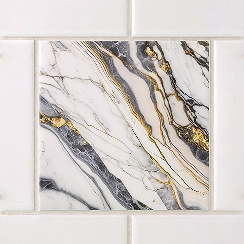GRAZDesign Fliesenaufkleber Bad & Küche 15x15cm - 24 Stück | wasserfeste & selbstklebende Klebefliesen | Fliesenfolie Fliesenbild Motiv Marmor Grau
